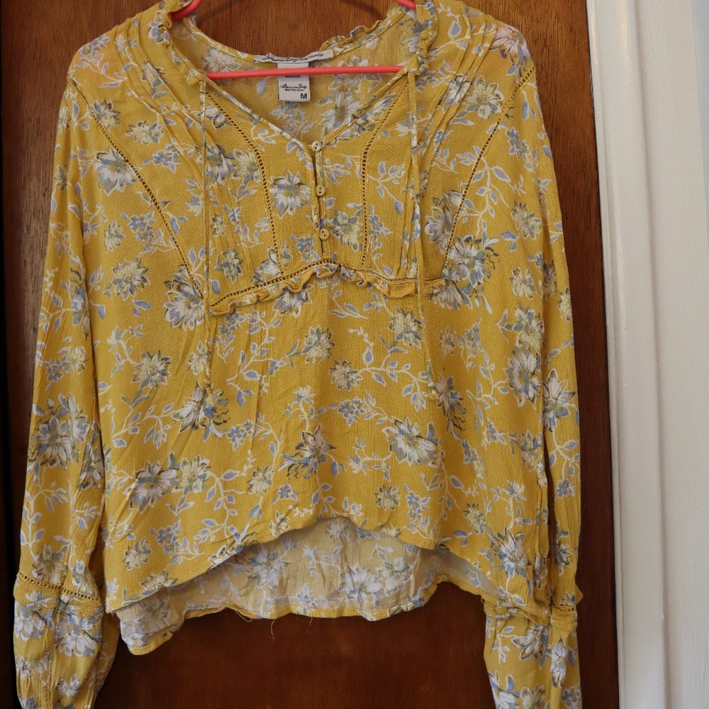 floral yellow blouse